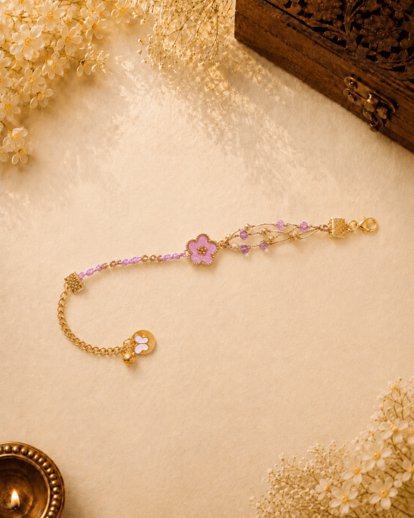 Pastel Pink Floral Bhabhi Bracelet Rakhi