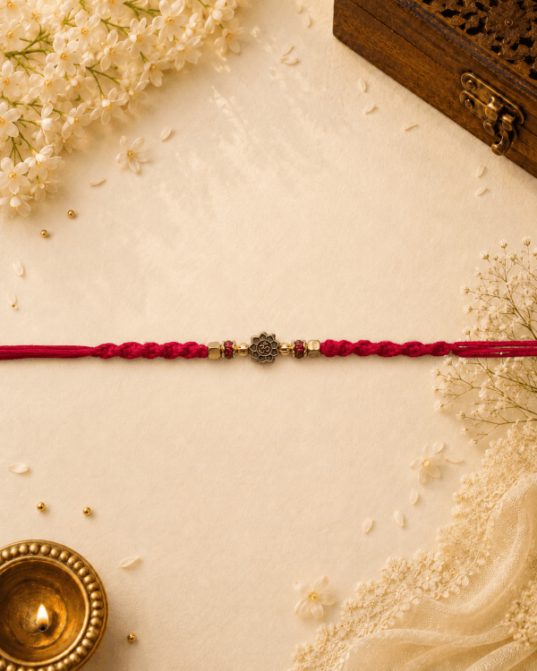 Spiritual Om Designer Rakhi with Traditional Red Thread Bhai Rakhi