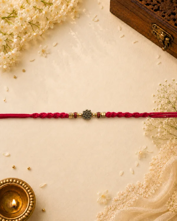 Spiritual Om Designer Rakhi with Traditional Red Thread Bhai Rakhi