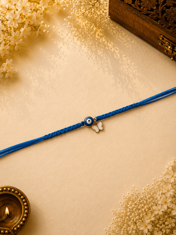 Evil Eye Butterfly Knotting Belt Bhabhi Rakhi