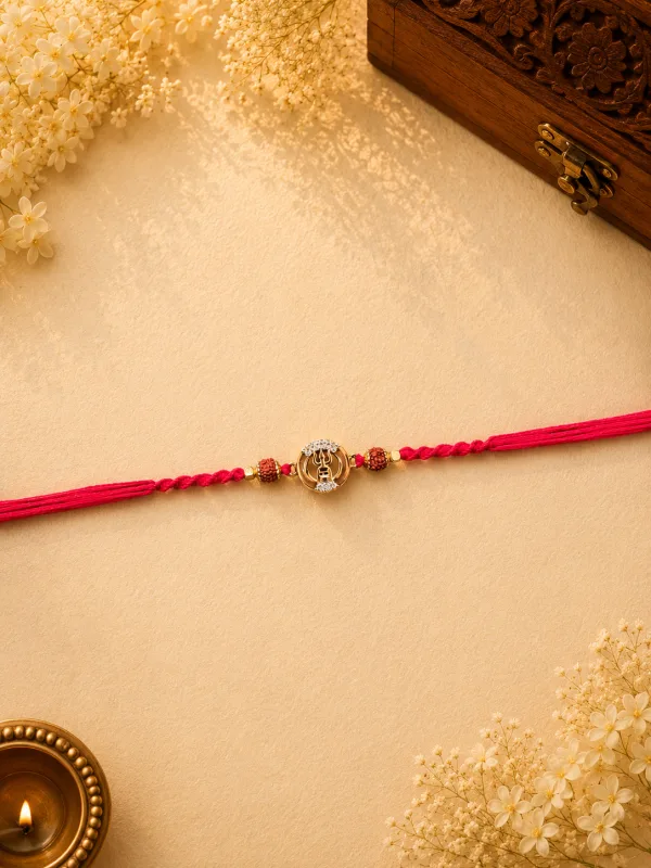 Trishul Shivling Diamond Knotting Bead Bhai Rakhi
