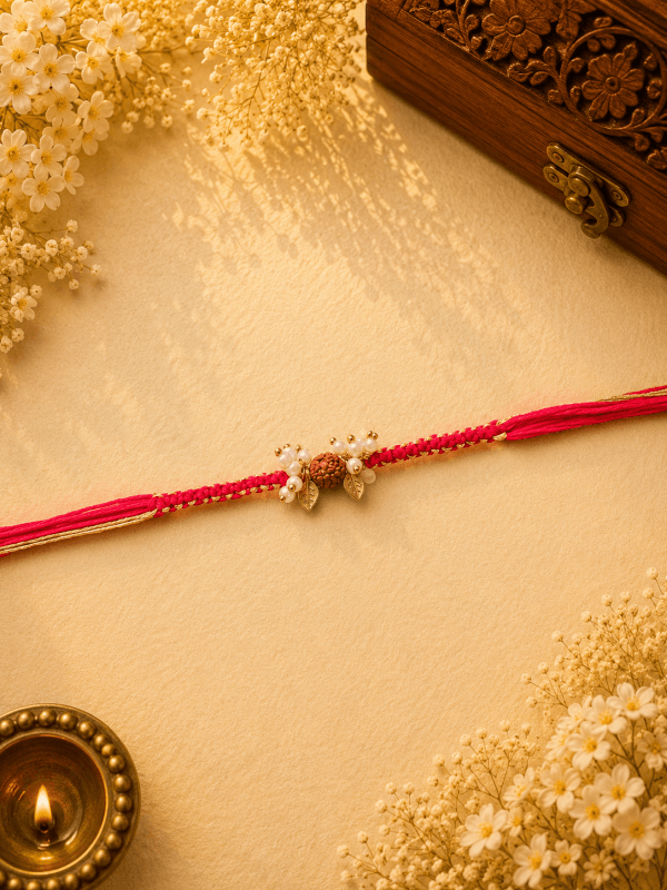 Rudraksha Leaf Pearl Knotting Belt Bhabhi Rakhi