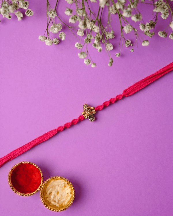 Antique Gold Color Ganesha Bhai Rakhi