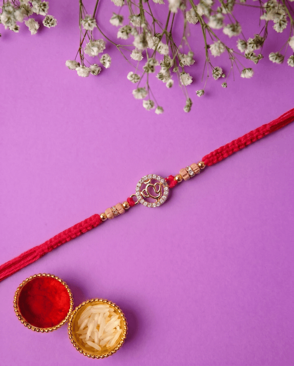 Divine Ganesha Diamond Studded Bhai Rakhi