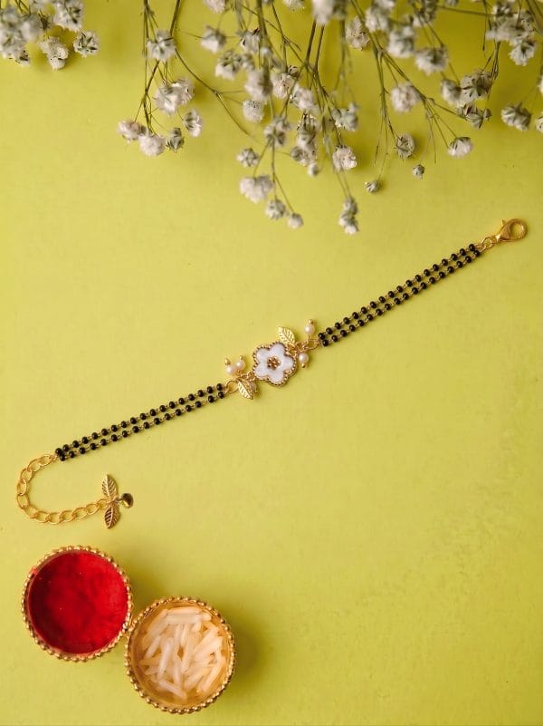 Elegant Floral Enamel Mangalsutra Bracelet Bhabhi Rakhi