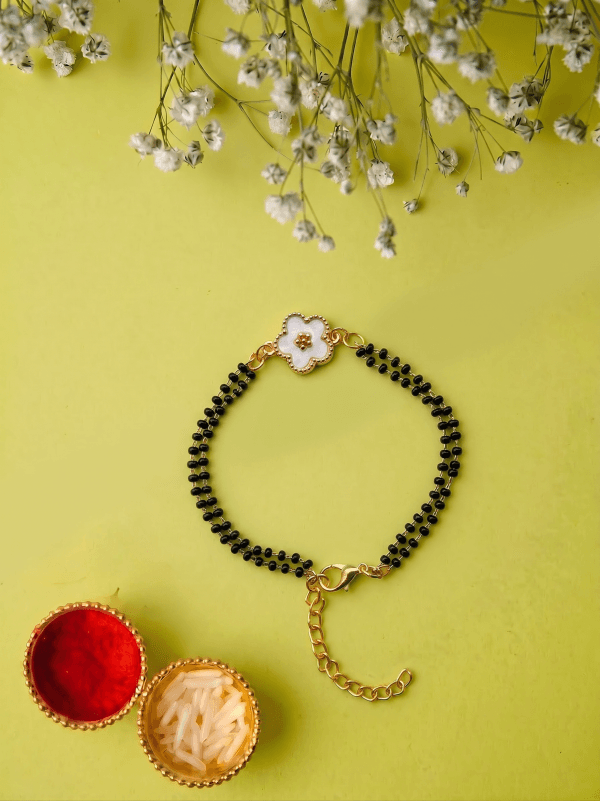 Elegant Floral Enamel Mangalsutra Bracelet Bhabhi Rakhi