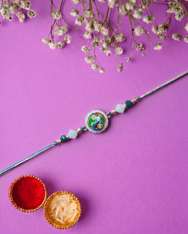 Elegant Minimalist Peacock-Inspired Designer Bhai Rakhi