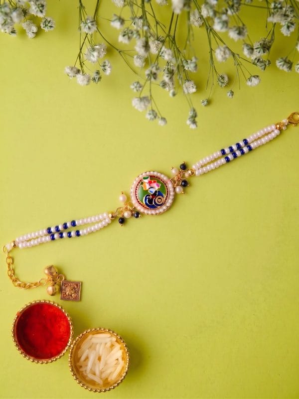 Handcrafted Peacock Pearl Bracelet Bhabhi Rakhi