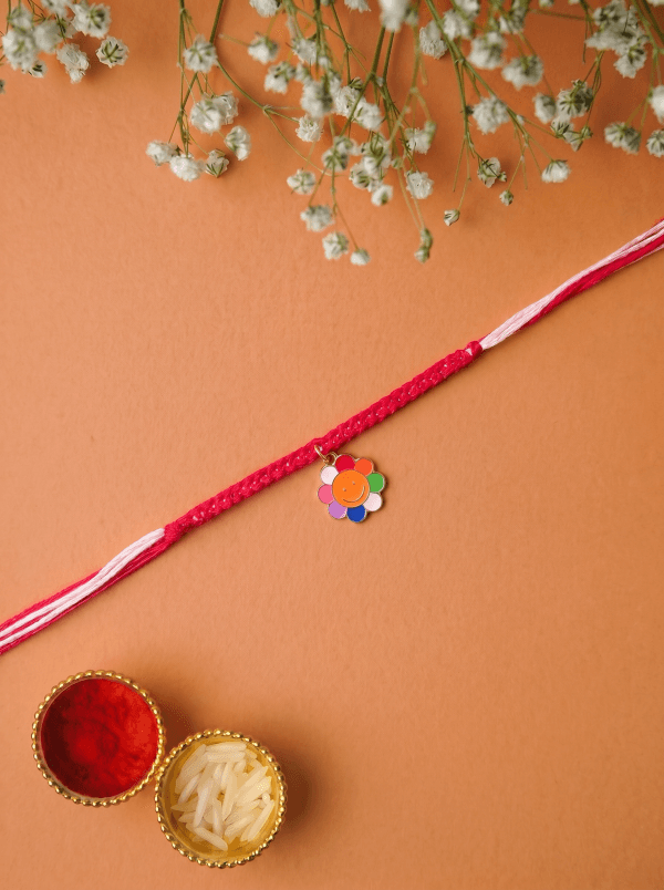 Handmade Colorful Happy Smiley Flower Designer Kids Rakhi