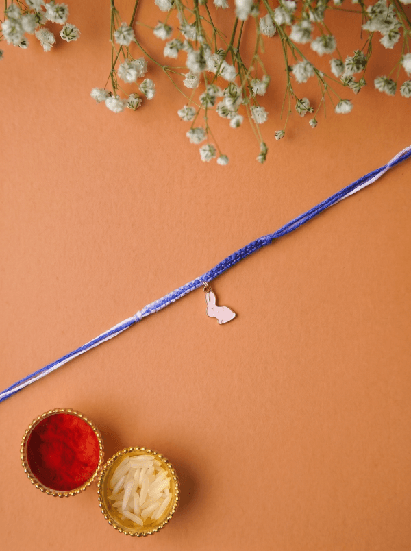 Handmade Cute White & Sky Blue Rabbit Designer Kids Rakhi