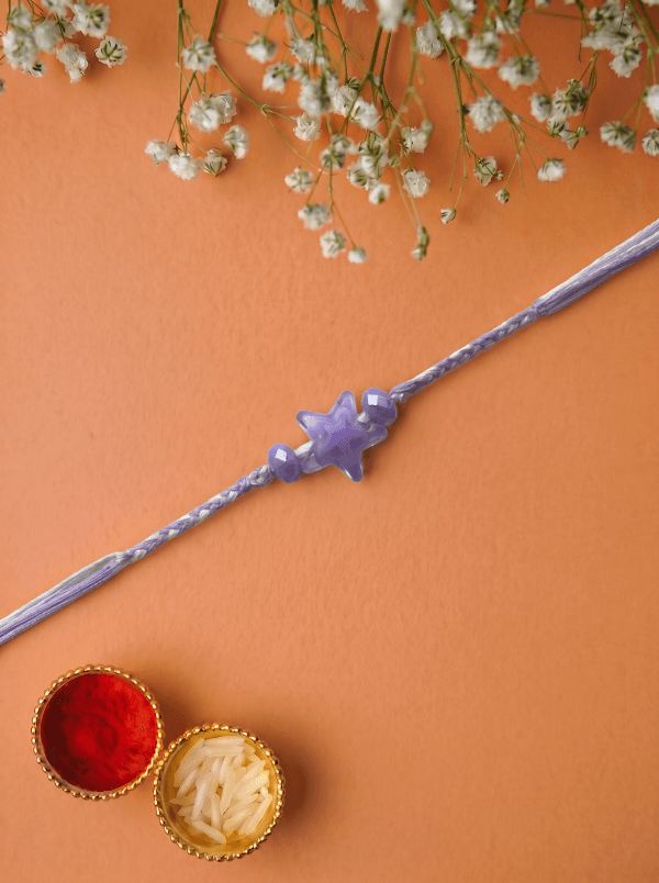 Handmade Purple Star with Soft Thread Designer Kids Rakhi