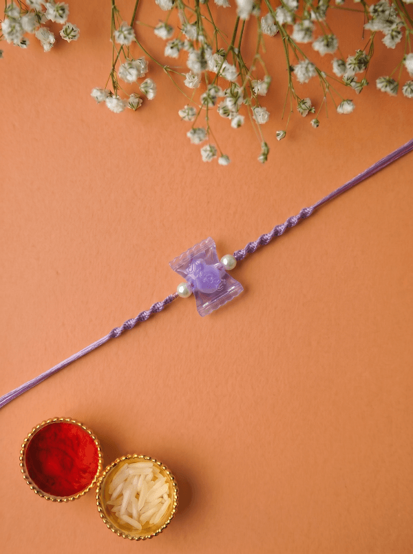 Handmade Purple Wrapped Sweet Candy Kids Rakhi