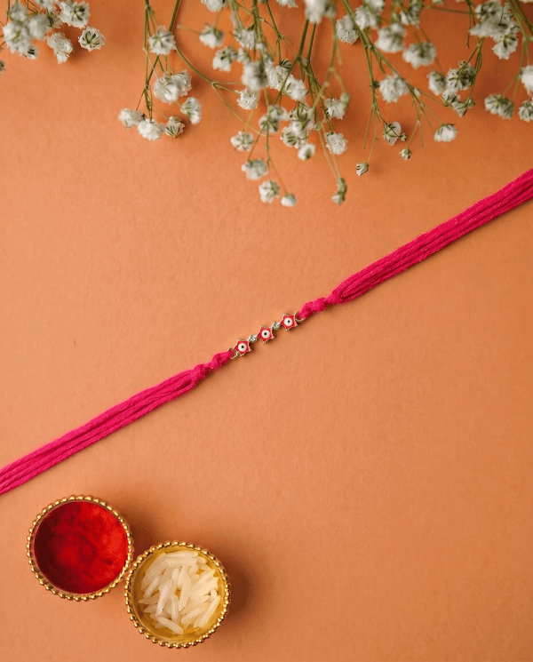 Handmade Red Evil Eye Protection Designer Kids Rakhi