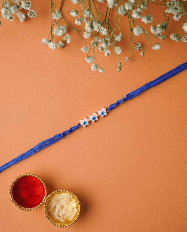 Handmade Sweet Protection Blue Evil Eye Designer Kids Rakhi