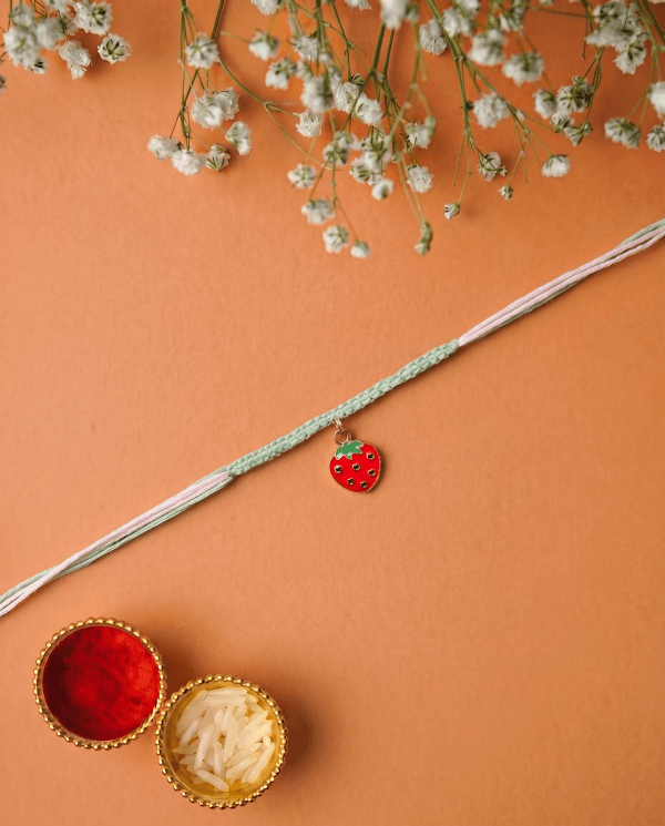 Handmade Sweet Strawberry Charm Designer Kids Rakhi