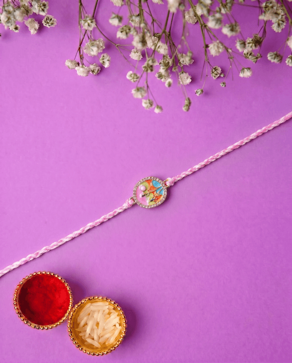 Handmade Thread and Cute Pastel Charm Designer Bhai Rakhi