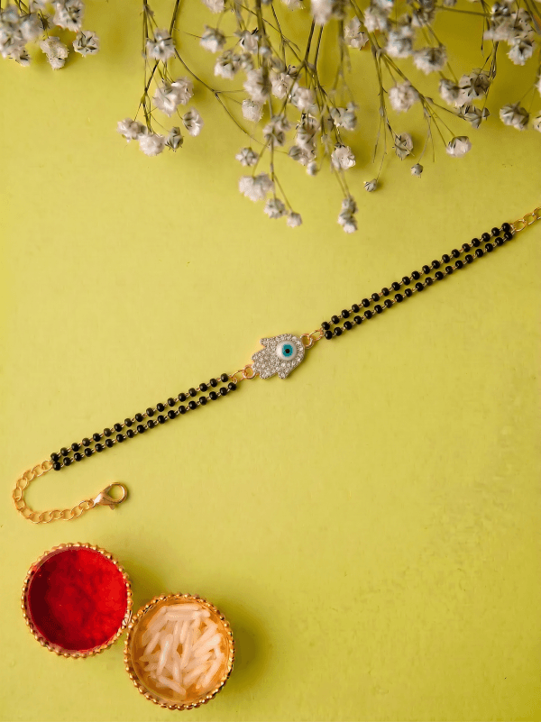 Luxury Adjustable Evil Eye Mangalsutra Bracelet Bhabhi Rakhi