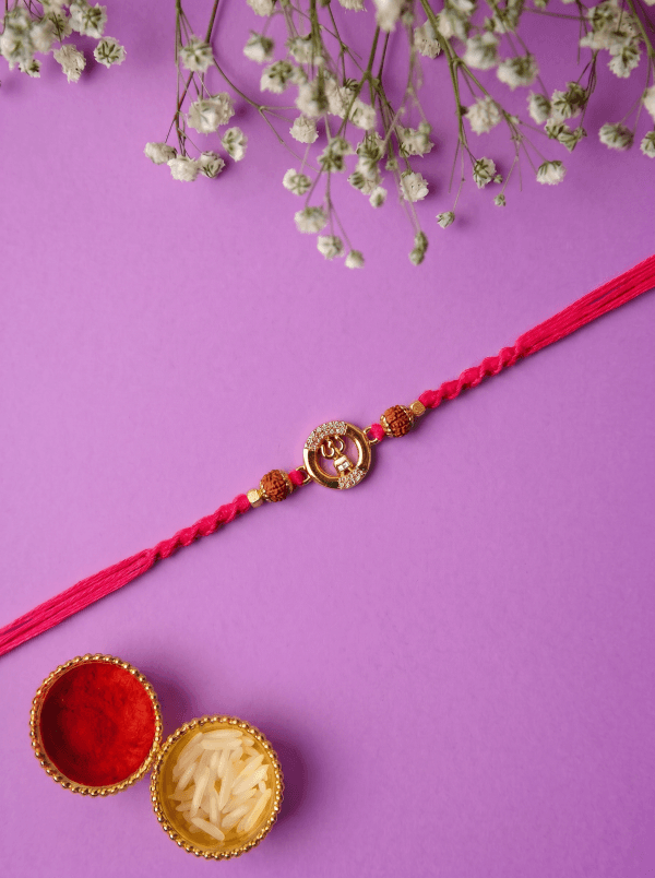 Luxury Gold Shiva Trishul Diamond Designer Bhai Rakhi