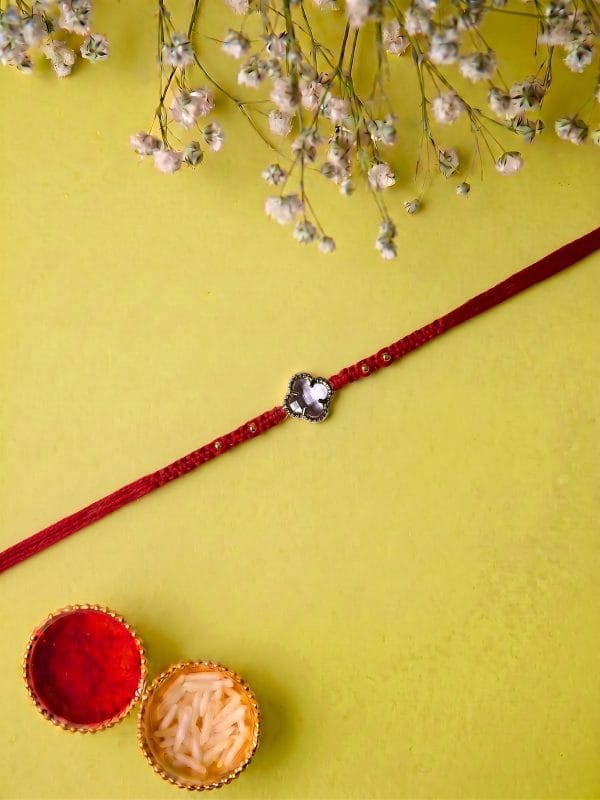Minimalist Four Leaf Clover Luxury Designer Bhabhi Rakhi
