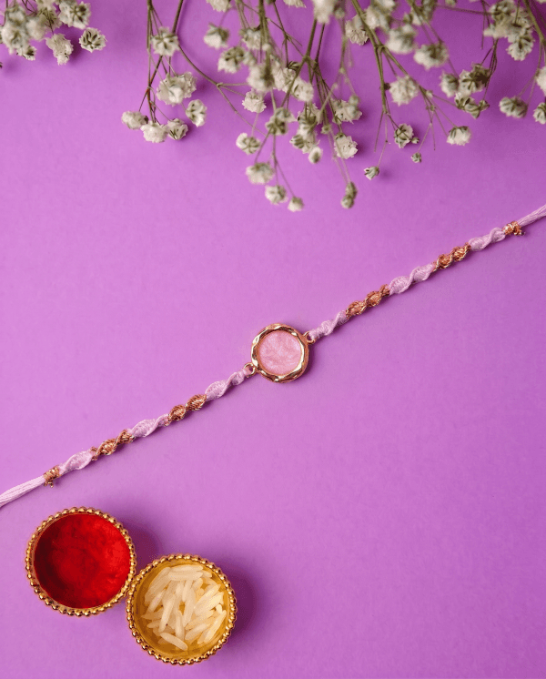 Royal Purple & Rose Gold Color Meenakari Bhai Rakhi