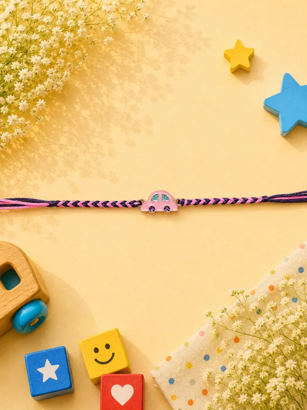 Cute Pink Car Kids Rakhi