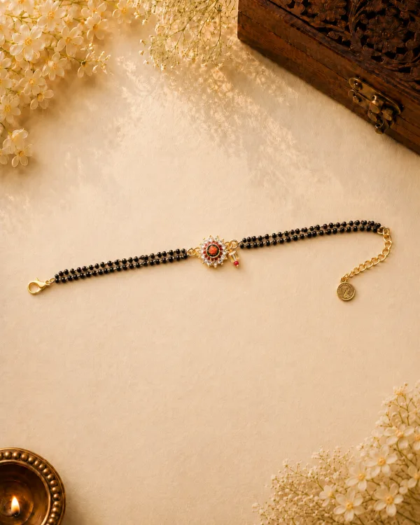 Floral Stone Bhabhi Rakhi Bracelet