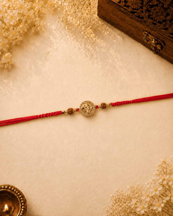 Ganpati Rudraksha Diamond Knotting Bead Bhai Rakhi