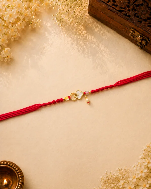 Floral Clover Knotting Bead Bhabhi Rakhi