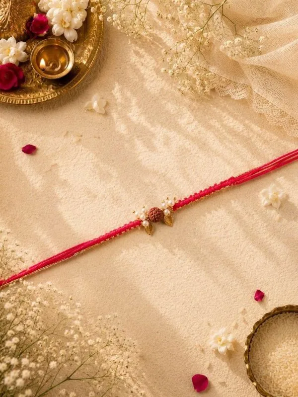 Single Rudraksha Pearl Bhabhi Rakhi