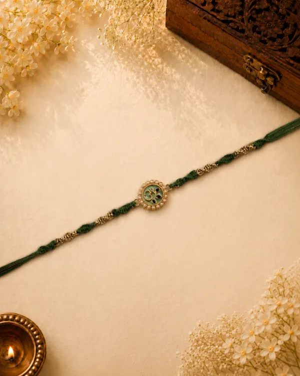 Om Green Thread Bhai Rakhi