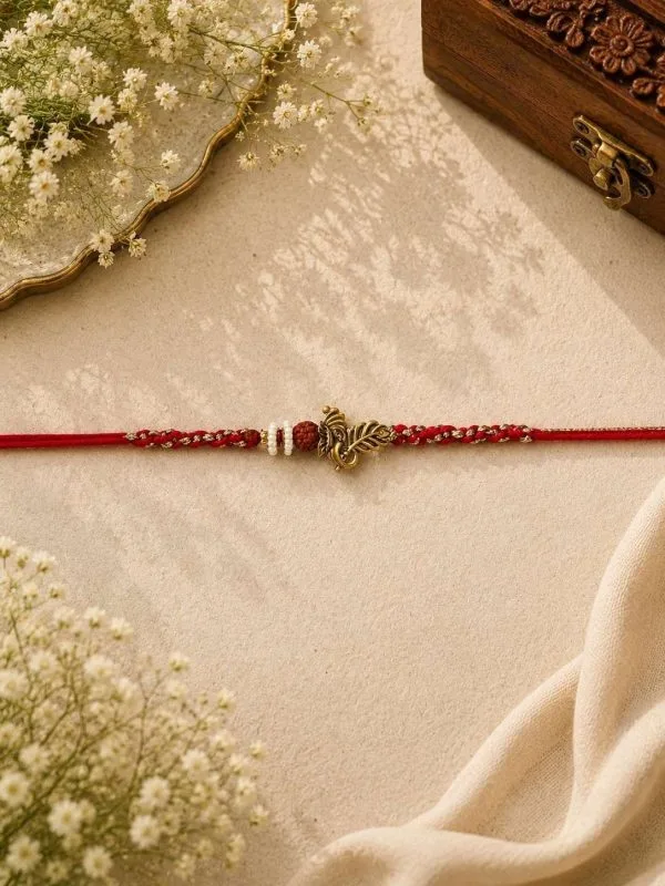 Lord Ganesha Rudraksha Knotting Bead Bhai Rakhi