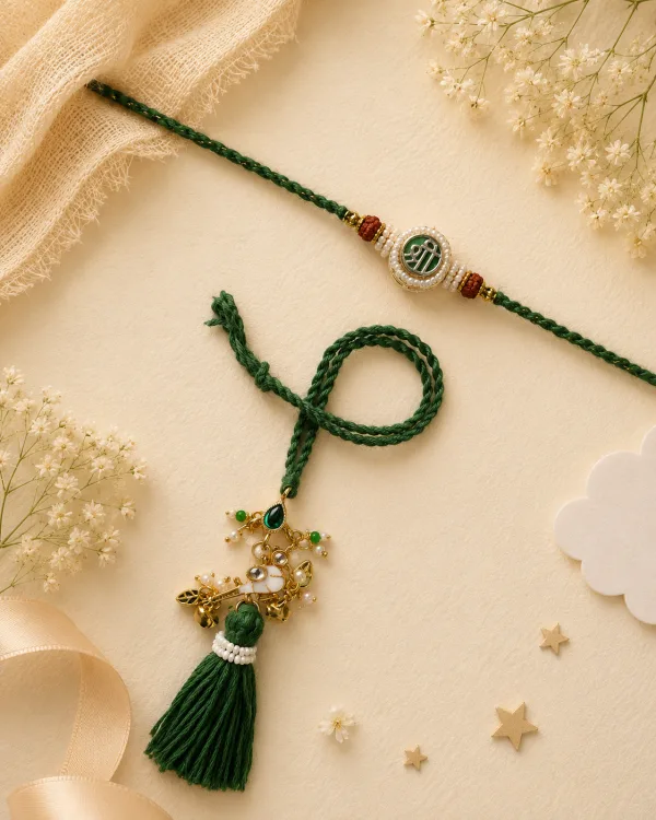Shree Rudraksha Bhai Bhabhi Rakhi Set