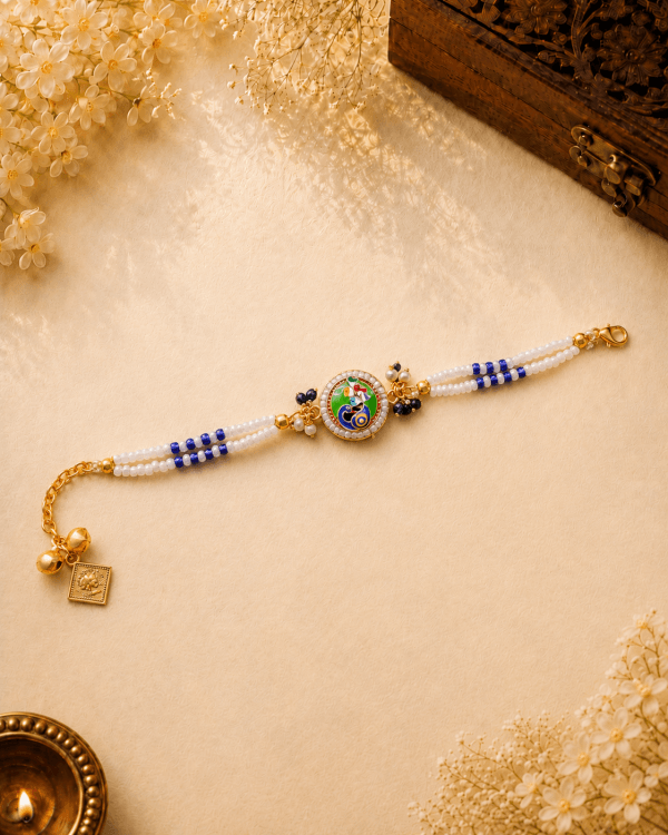 Krishna Mor Pankh Pearl Bhabhi Bracelet Rakhi