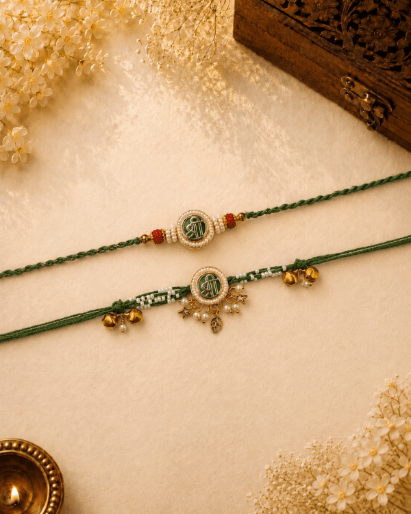 Shree Green Thread Bhai Bhabhi Rakhi Set