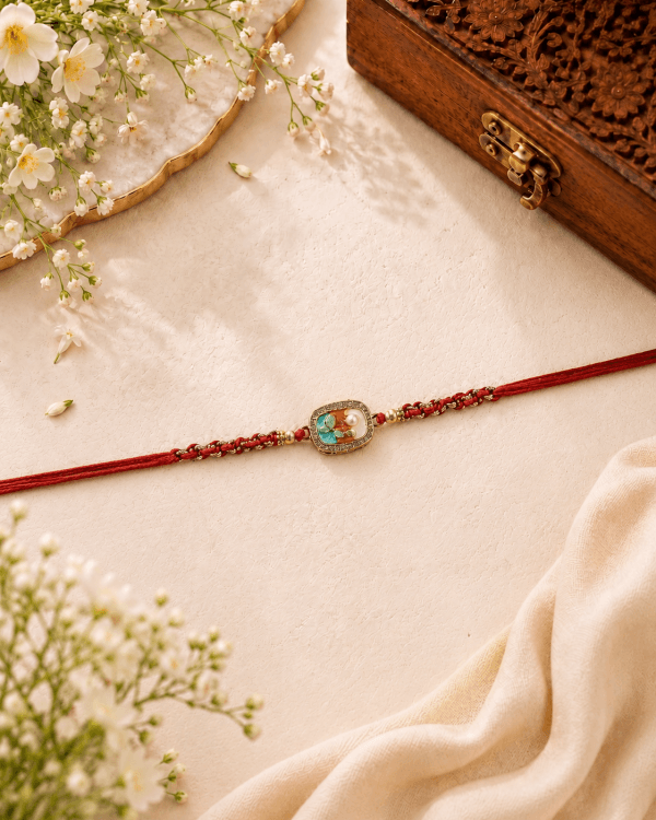 Floral Pearl Knotting Bead Bhai Rakhi